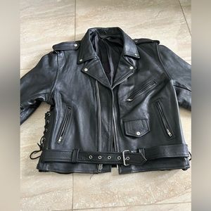 GENUINE LEATHER BIKER MOTO JACKET
